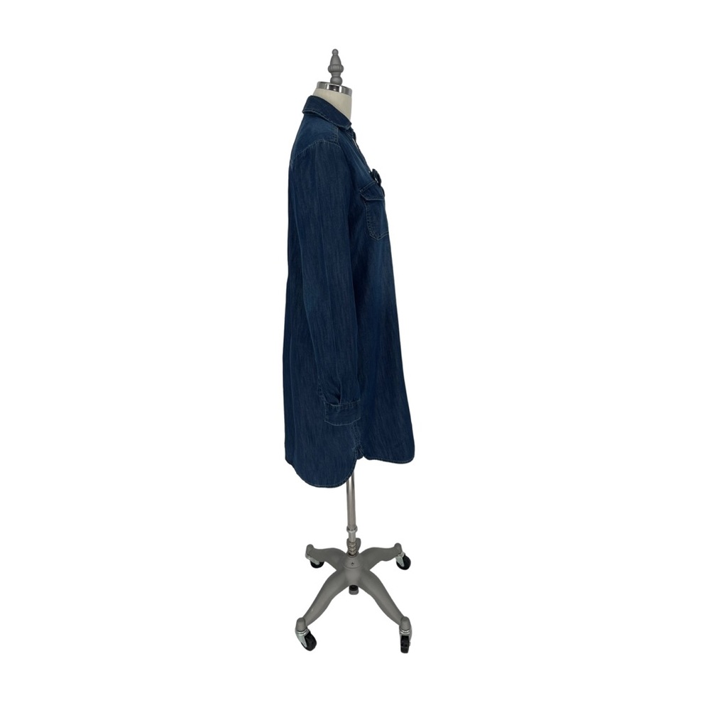 White House Black Market | Long Sleeve Lace Up Front Dark Denim Dress 10 $89 - Picture 5 of 5